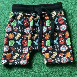 Kids Superhero Print Shorts - Black